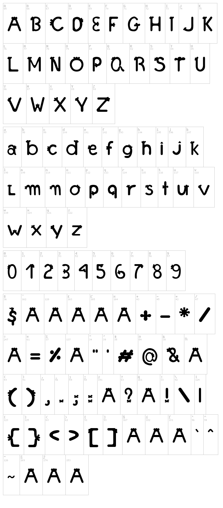 Franjinha font map